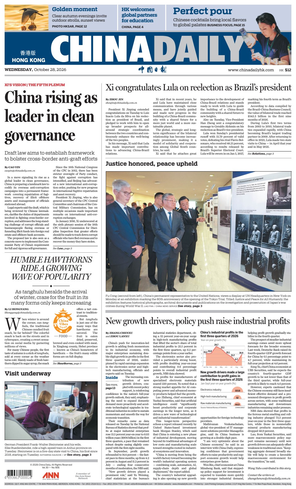 Prima-pagina-China Daily-oggi-edizione-di-oggi-20261028